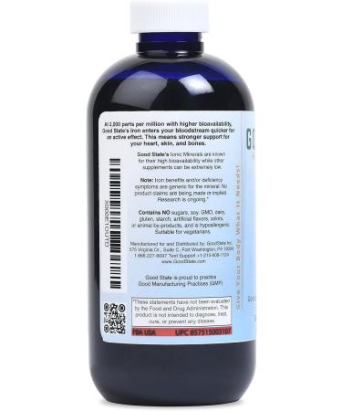 Good State Liquid Ionic Iron (48 servings at 10 mg elemental plus 2 mg fulvic acid - 8 fl oz) - Buy Online on GoSupps.com