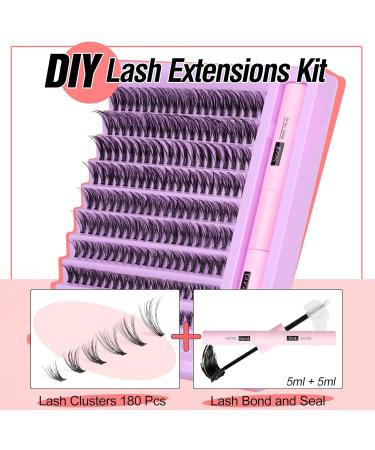 ALICE D13 Lash Clusters Kit: DIY Eyelash Extension Fluffy Cluster Lashes, D Curl, 8-16MM, Strong Hold Natural Look - Buy Online on GoSupps.com