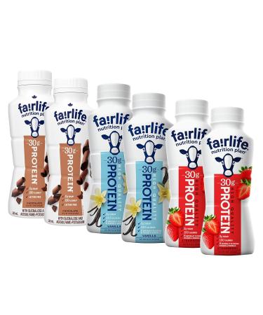 High Protein Shake Drinks Fairlife Nutrition Plan 30g Variety Pack Trial Sampler 6 Pack 2 of each Chocolate Vanilla Strawberry Each Bottle is 11.5 Ounces in The Award Box Packaging - Buy Online on GoSupps.com