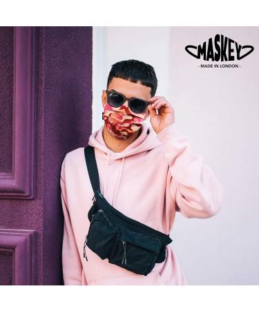 Pink Camouflage Washable and Reusable Face Mask | 3 Layers of Blended Cotton | Unisex | MASKEY London UK - Buy Online on GoSupps.com
