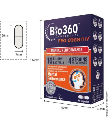 Natures Aid Bio360 Pro-Cognitiv 60 Capsules - Mental Performance Formula with 10 Billion Bacteria - Buy Online on GoSupps.com