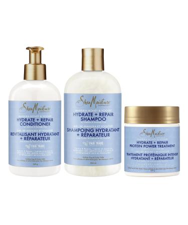 Shea Moisture Manuka Honey & Yogurt Shampoo Conditioner & Protein Power Treatment For Dry Damaged Hair Formulated Without Sulfates Silicones Parabens Phthalates Mineral Oil or Petrolatum 3 Pack