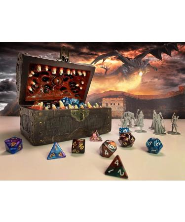 Conjurer Co. Mimic Dice Chest Storage Box - Free Lock & Key - Holds 4 Sets of Polyhedral Dice - for Dungeons & Dragons Players and DMs - Buy Online on GoSupps.com