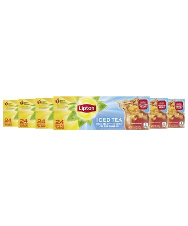Lipton Tea Bags, Family Size Iced Tea Bags, Unsweetened, 24 Count (Pack of 6)