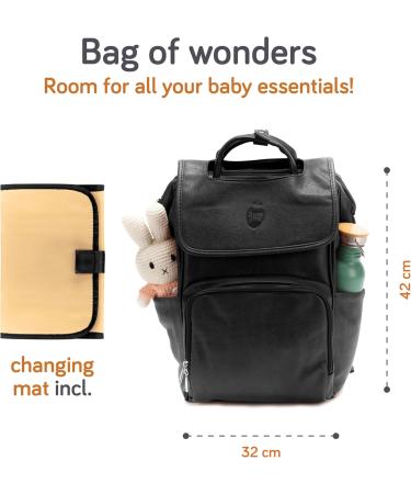 Shop Baby Uma Diaper Bag - Large Capacity Backpack with Diaper Pad & Insulated Bottle Holders | Stylish Black Synthetic Leather for On-the-Go Parents - Buy Online on GoSupps.com
