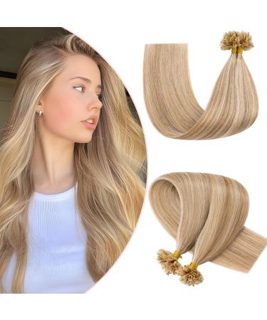 UK fashion shop Extensions Real hair Bondings 0.5g/100S-50g u Tip Human Hair Remy Real hair hair extension Bondings 55cm-light gold-brown/bleached blond #12/613