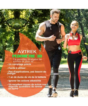 AVTREK Precise 3D Step Counter - Digital Pedometer with Large Display Time & LED Backlight - Ideal for Walking & Running | International Shipping - Buy Online on GoSupps.com