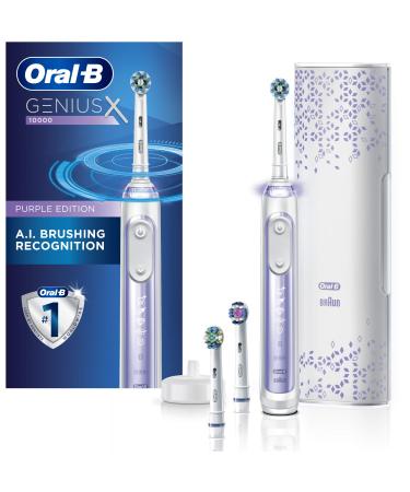 Oral-B GENIUS X Electric Toothbrush with 3 Oral-B Replacement Brush Heads and Toothbrush Case, Orchid Purple Genius X 10000 Orchid Purple