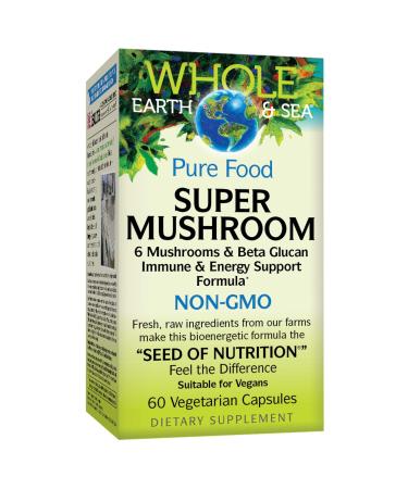 Whole Earth & Sea from Natural Factors Super Mushroom Whole Food Supplement Vegan 60 vegetarian capsules (60 servings) - Buy Online on GoSupps.com