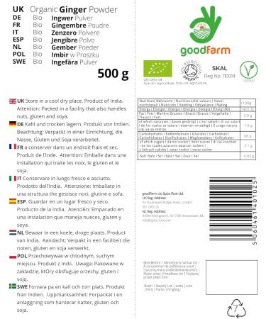 GoodFarm Organic Ginger Powder 500g - Certified Premium Quality | Superior Aroma & Taste | Ideal for Baking, Teas & Stews - Buy Online on GoSupps.com