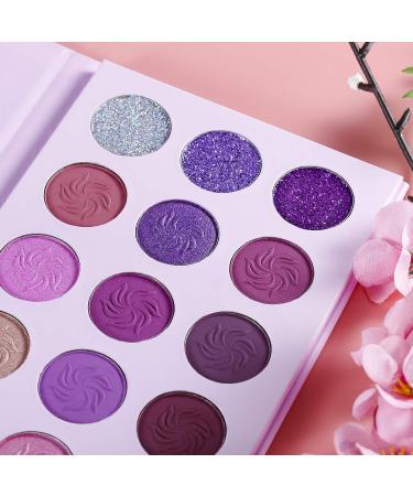Afflano 15-Color Makeup Palette - Highly Pigmented Matte & Glitter Eyeshadows in Purple Pink and Silver | Perfect for Girls & Women - Buy Online on GoSupps.com