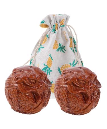 Goohochy 1 pair of massage balls Stressbauballe Muscle structure Balls Baoding balls Baoding-Meditation Balls Chinese balls Finger exercise ball Hand massager wooden fitness wood training ball