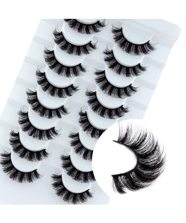 Leipple False Eyelashes 8 Pairs - Professional Reusable 8D Mink Lashes - Natural Waterproof Thick Fluffy Fake Eyelashes Faux Mink Eyelashes (QZ-05)