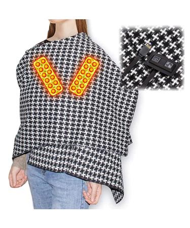 Jqual USB heating ceiling portable heating scarf hole stance wool portable soft warm heating blanket scarf 170 x 70 cm wireless scarf with 3 heating settings-washable anniversary