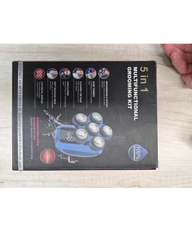 ZORUMAN Head Shaver for Men 5-in-1 Electric Cordless Bald Shaver with LED Display - Waterproof Rotary Hair Shaver for Head, Face & Skin - Wet Dry Use - Blue (7800-BLACK) - Buy Online on GoSupps.com