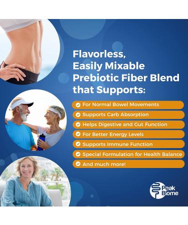 Peak Biome Peak BioBoost - 6 Pack Prebiotic Fiber Supplement for Metabolism | Easy to Dissolve Unflavored Fiber Powder | Non-GMO | 6-Month Supply 180 Servings | Gluten, Soy, Dairy Free - Buy Online on GoSupps.com