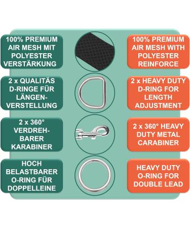 Dey Premium Air Mesh Dog Leash 2m | 3-Way Adjustable | For All Dog Sizes | Multiple Colors | Durable and Stylish | Puppy & Cat Leash | Black M (M/L) - Buy Online on GoSupps.com