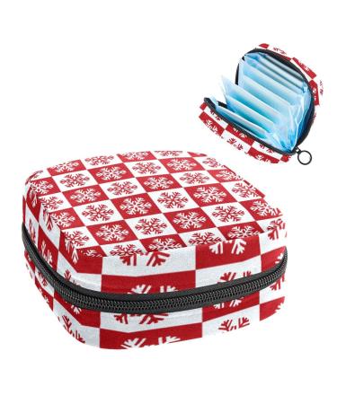 Red Christmas snowflake pattern ladies' bandage Storage bag Feminine menstrual cup bags Stillpad holder tampon pockets portable period pocket for women teen girls 1 piece multicolored 14