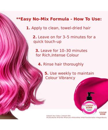 Color Bomb Hair Color Depositing Conditioner 250ml Vibrant Shine and Shine Soothing and Nourishing Color Refresher Not Mixed Vegan Ammonia and Peroxide Free Pink - Buy Online on GoSupps.com