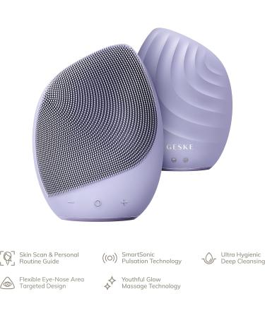 Buy Geske SmartAppGuided Sonic Facial Brush 5 in 1 - Electric Silicone Facial Cleaning Device & Massager in Purple | International Shipping Available - Buy Online on GoSupps.com