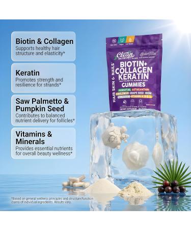 Clean Nutra GrowVana Hair Growth Gummies - Biotin Collagen Keratin Saw Palmetto Astaxanthin Ahiflower Iron Vitamin A D E Pumpkin Seed Horsetail Grape Seed Organic Vegan Gummy Supplement 60 Count - Buy Online on GoSupps.com