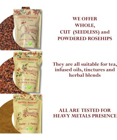Foothills Naturals Rosehips Organic Cut Seedless - 1 Pound (454 Grams) Premium Quality - Buy Online on GoSupps.com