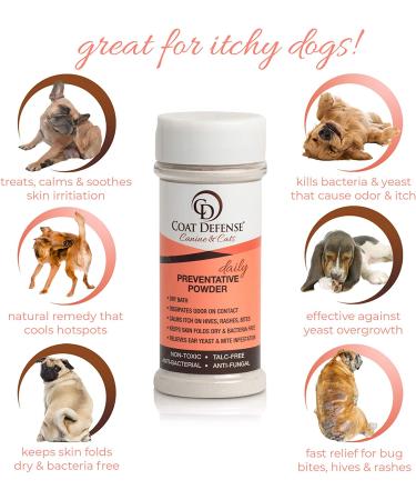 COAT DEFENSE Canine Daily Preventative Powder - 6 oz | Waterless Dry Shampoo, Deodorizer, Itchy Skin Relief, Wound Care, Odor Removal for Dogs & Cats - Buy Online on GoSupps.com