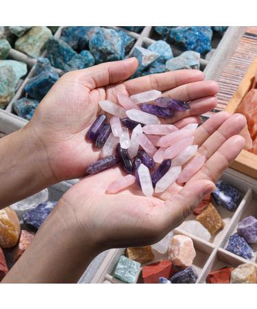 CrystalTears Healing Crystal Wands Hexagonal Natural Amethyst Rose Quartz Clear Quartz Reiki Healing Crystals Points Gemstone Wand Set for Meditation Crystal Therapy Healing Crystals Gift Amethyst+rose Quartz+clear Quartz - Buy Online on GoSupps.com