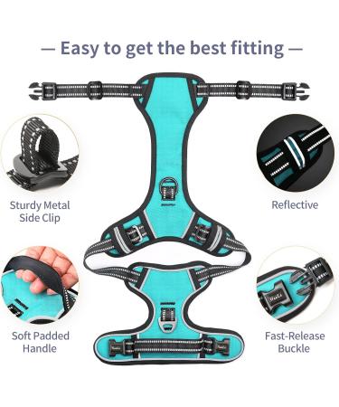 Premium Heele Dog Crockery & No-Pull Harness - Adjustable Reflective & Breathable for Medium Dogs - Turquoise XL - Buy Online on GoSupps.com