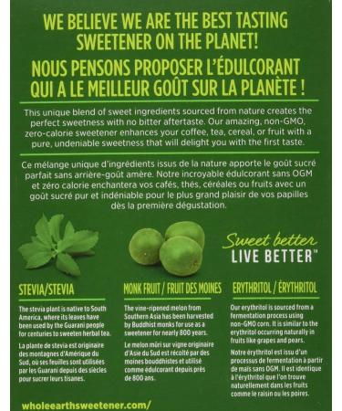 Whole Earth Sweetener Company Stevia & Monk Fruit Sweetener Erythritol Sweetener Sweet Leaf Stevia Packets Sugar Substitute Natural Sweetener 40-Count 40 count (Pack of 1) - Buy Online on GoSupps.com