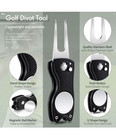 6-Pack Stainless Steel Foldable Golf Divot Tool with Magnetic Ball Marker - Black/Red - Buy Online on GoSupps.com