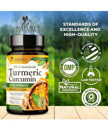 Turmeric Curcumin Supplement 1500mg - Organic Tumeric & BioPerine Black Pepper for Best Absorption with 95% Curcuminoids Nature's Joint & Immune Support Non-GMO Bottled in USA - 120 Capsules 120 Count (Pack of 1) - Buy Online on GoSupps.com