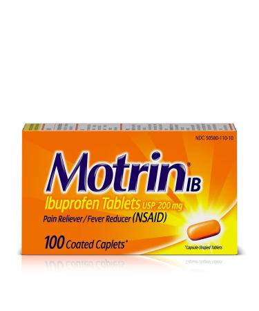 Motrin IB, Ibuprofen 200mg Tablets for Fever, Muscle Aches, Headache & Back Pain Relief, 100 ct. 100 Count (Pack of 1)