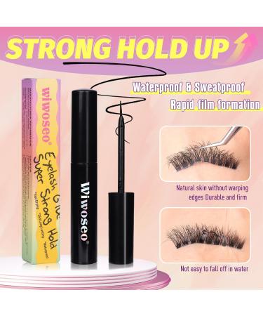 Super Strong Hold Lash Glue - Waterproof Black Eyelash Adhesive for Strip & Cluster Lashes | Fast Drying 5ml - Wiwoseo - Buy Online on GoSupps.com