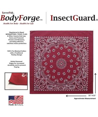 $averPak BodyForge InsectGuard Repellent Bandanna - Permethrin Treated Paisley Headband Scarf for Mosquitoes, Flies, Ticks - Black/White - Buy Online on GoSupps.com