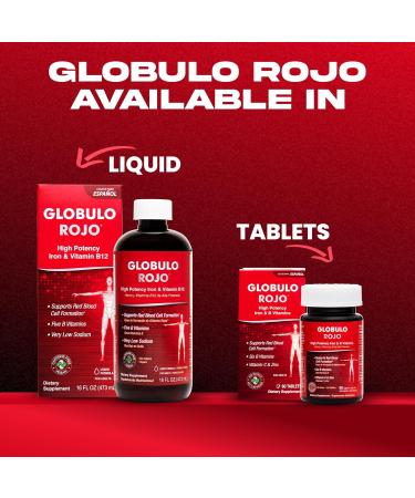 Globulo Rojo Iron Supplement - Liquid Dietary Supplement with High Potency Iron & B Vitamins (Vegan) (1 Pack) - Buy Online on GoSupps.com