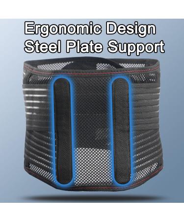 ZWEBY Adjustable Light Back Bandage with Support Plates - Breathable Mesh for Lower Back Pain Relief - Durable Double Lumbar Pads - Black - Buy Online on GoSupps.com