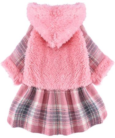 Winter Dog Dress: Pink Plaid Fleece Sweater for Small Dogs - Cute & Warm Puppy Clothes for Chihuahua, Yorkie - Soft Flannel Lining - Small Size - Buy Online on GoSupps.com