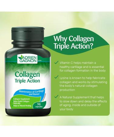 Adrien Gagnon - Collagen With Lysine & Vitamin C Triple Action 90 Capsules - Buy Online on GoSupps.com