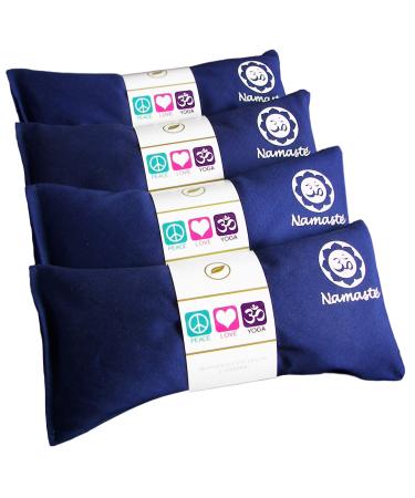 Happy Wraps Namaste Lavender Yoga Eye Pillows - Hot Cold Aromatherapy for Stress, Meditation, Spa, Relaxation Gifts - Set of 4 - Navy Cotton