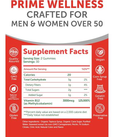 Lunakai USA Made Vitamin B12 for Adults 50+ & Magnesium Glycinate Gummies Bundle Supports Energy Mood Relaxation & Stress Relief Non-GMO Vegan 60ct Each - Buy Online on GoSupps.com