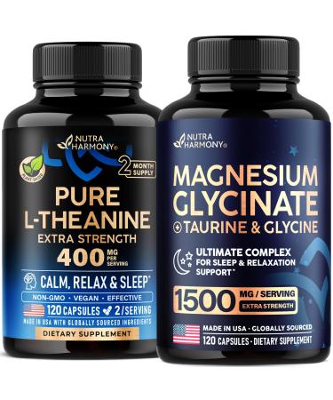 NUTRAHARMONY L-Theanine & Magnesium Glycinate with Glycine Capsules
