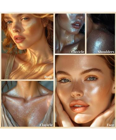 UCANBE Rose Gold Face & Body Glitter Liquid Highlighter - Illuminating Dewy Drops with Brush 50ml Luminizer & Skin Shimmer Oil - Buy Online on GoSupps.com