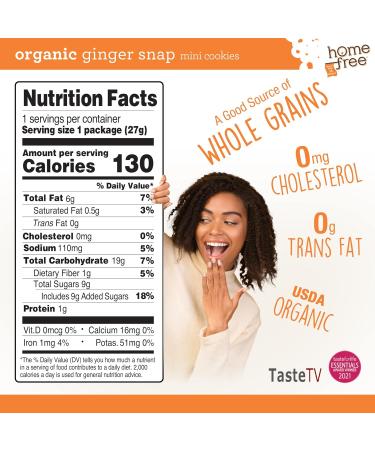 Homefree Mini Ginger Snap Cookies - Organic, Gluten Free, Nut Free, Vegan Snack - 0.95 oz. Individually Wrapped Packs (Pack of 10) - Buy Online on GoSupps.com