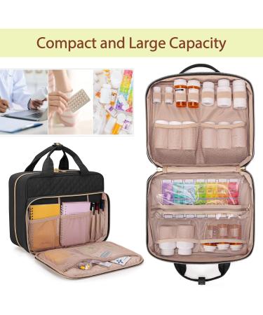 Damero Pill Bottles Bag Daily Tablet Box Organiser Medicine Storage Travel Carrying Bag for Pills Bottles Vitamin Box and Medical Supplements Black 30.5x 11.4x 25.4CM Black - Buy Online on GoSupps.com
