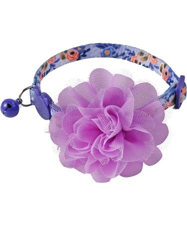 BoomBone Floral Cat Collar with Removable Purple Flower Charm - Breakaway Small Dog Collar with Bell - Buy Online on GoSupps.com