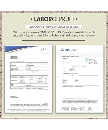 Vitamin D3 + K2 Drops - Vegan 1000 IU D3 & 40 MCG K2 MK7 - High Bioavailability - 50ml - Laboratory Tested - Buy Online on GoSupps.com