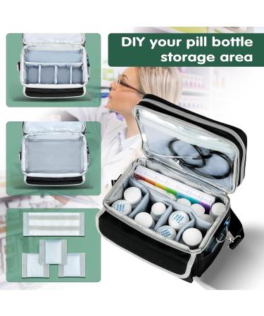 Medicine Storage Bag - Portable Pill Organizer & Travel Medication Bottle Holder - Black Classic First Aid Kit with Shoulder Strap - Buy Online on GoSupps.com