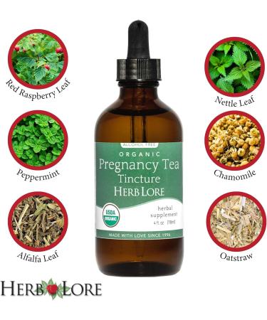 Herb Lore Organic Pregnancy Tea Tincture Liquid Red Raspberry Leaf Tea for Pregnancy & Postpartum First Trimester Labor Prep & Third Trimester Support - Buy Online on GoSupps.com