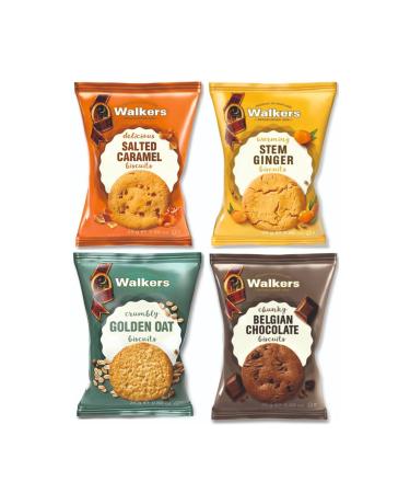 Walkers Shortbread Catering Assorted Biscuit Twin Packs Golden Oat Belgian Chocolate Salted Caramel & Stem Ginger Biscuits (100 x 25g)